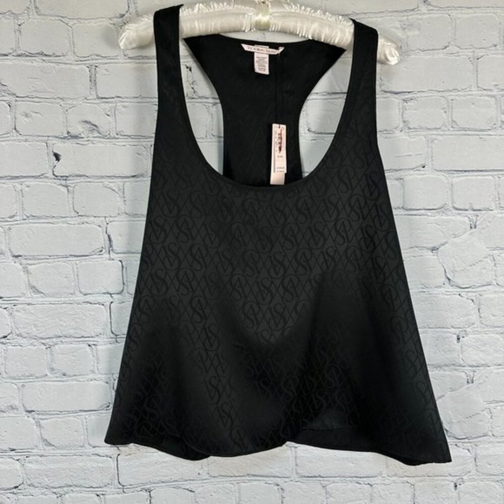 Victoria's Secret Satin Razorback Camisole Tank‎ Top, Size XL, Black, NWT